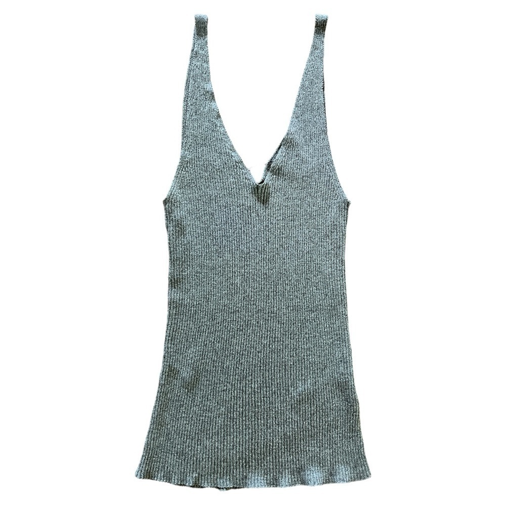 Gray stretchy Knit Sleeveless Top